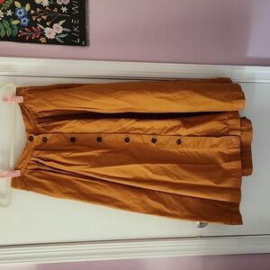 H&M mustard button up skirt large us14